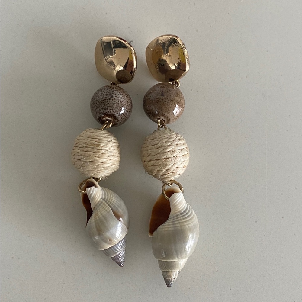 Gold and Shell Drop statement Earrings